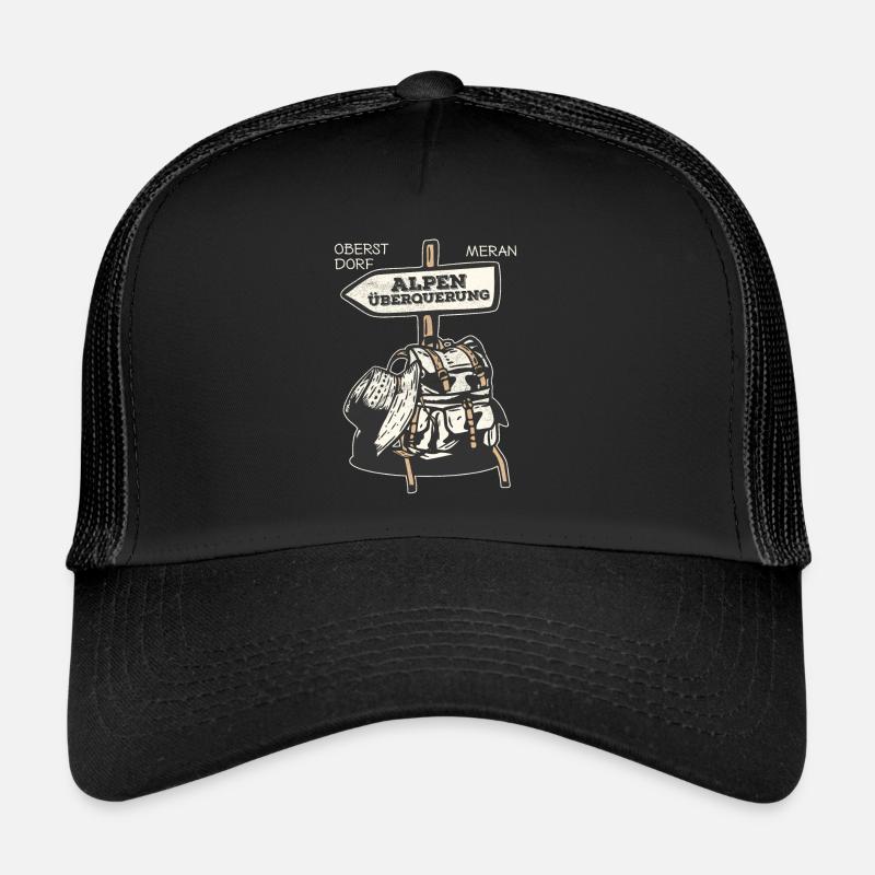 Alpenüberquerung Oberstdorf Meran E5 Fernwanderweg - Trucker Cap - Schwarz/Schwarz