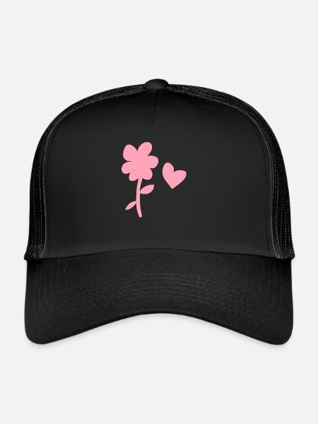 symbole fleur nature plante coeur - Casquette trucker  - noir/noir - Devant
