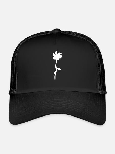 flower shape symbol plant nature - Trucker Cap - black/black - Front