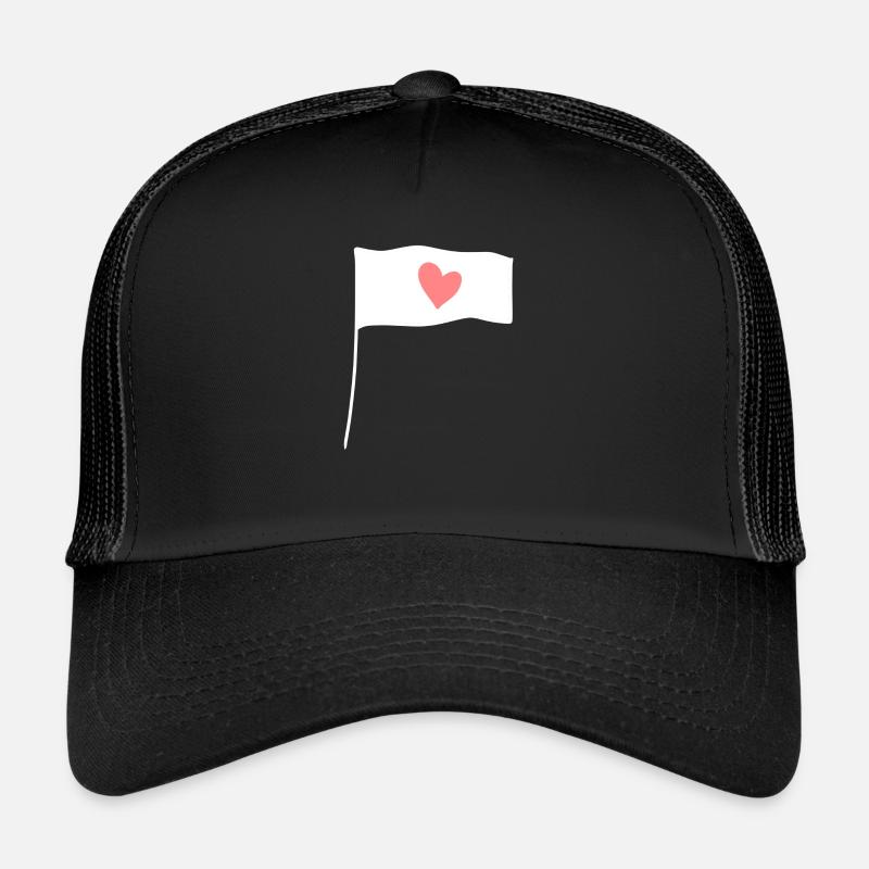 Flag Symbol Shape Pink Heart Trucker Cap