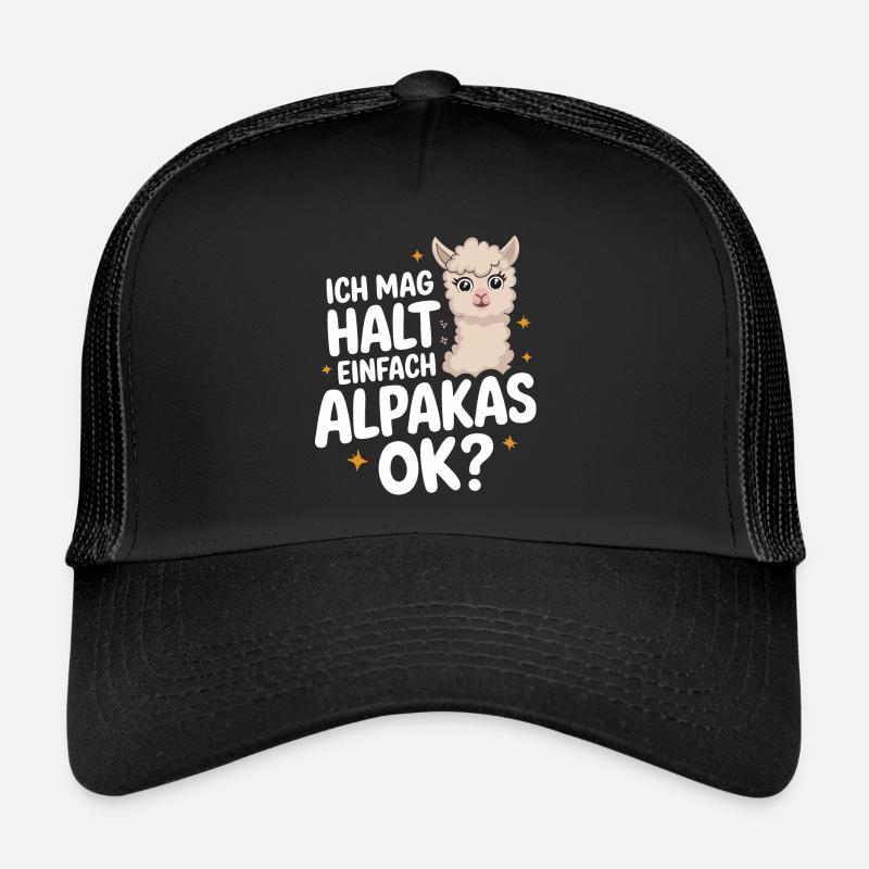 Alpaka Lama Alpakas Tier - Trucker Cap - Schwarz/Schwarz