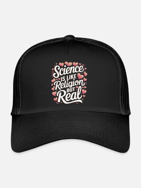 Athéisme, athée, anti-religion, agnostique - Casquette trucker  - noir/noir - Devant
