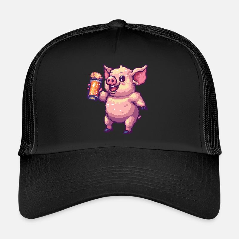 Schwein Pixel Bier Trucker Cap