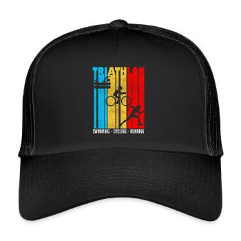triathlon, triathlon, humour triathlon - Casquette trucker  - noir/noir - Devant