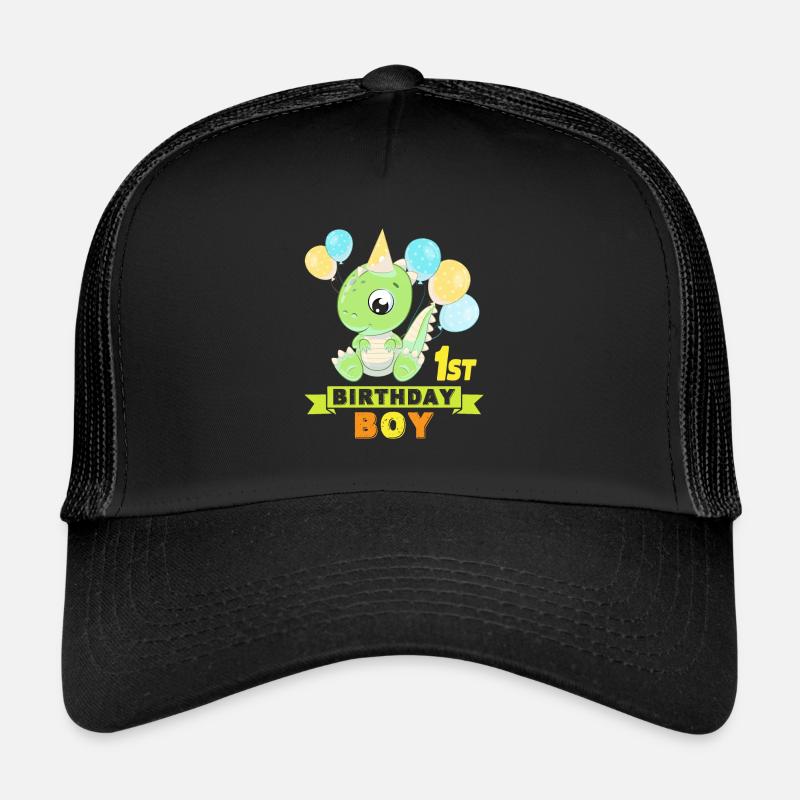 1. Geburtstag mit Dinosaurier Ich bin 1. - Trucker Cap - Schwarz/Schwarz