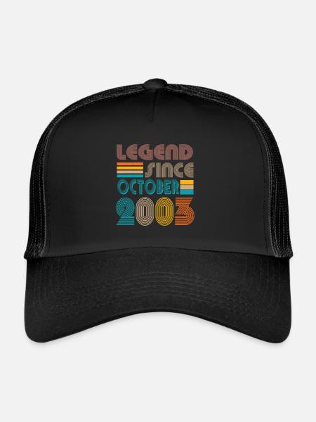 Octobre 2003 né en | Génial depuis octobre 2003 - Casquette trucker  - noir/noir - Devant