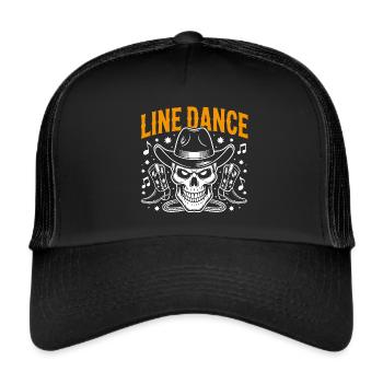 Line Dance Skull with Stetson and Boots and Lasso - Trucker Cap - black/black - Front