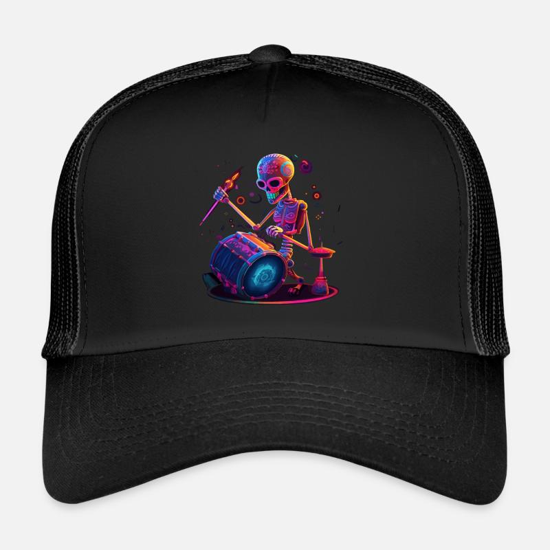 Skeleton Drummer Music Drums - Casquette trucker  - noir/noir