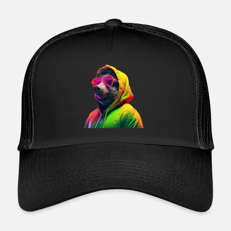 Wild boar with sunglasses Colorful Cool forest animals Trucker Cap