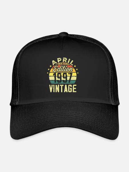 Millésime Avril 1997 - Cadeau Anniversaire 1997 - Casquette trucker  - noir/noir - Devant