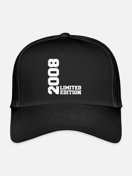 Cadeau Anniversaire Millésime 2008 Classique 2008 - Casquette trucker  - noir/noir - Devant