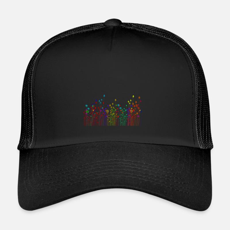 Fleurs abstraites - Casquette trucker  - noir/noir