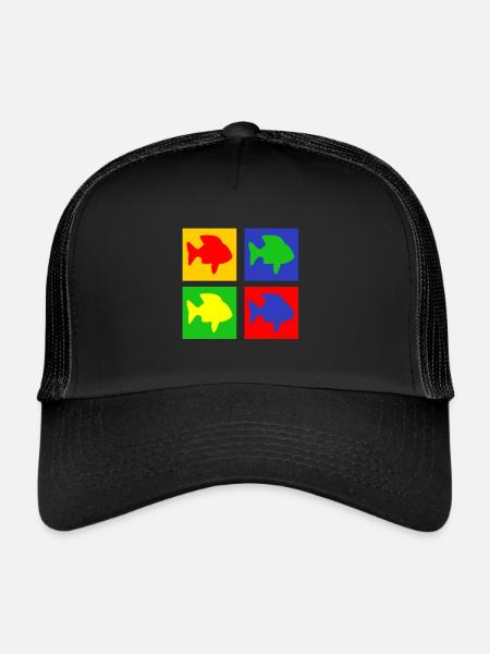 Poissons - Casquette trucker  - noir/noir - Devant