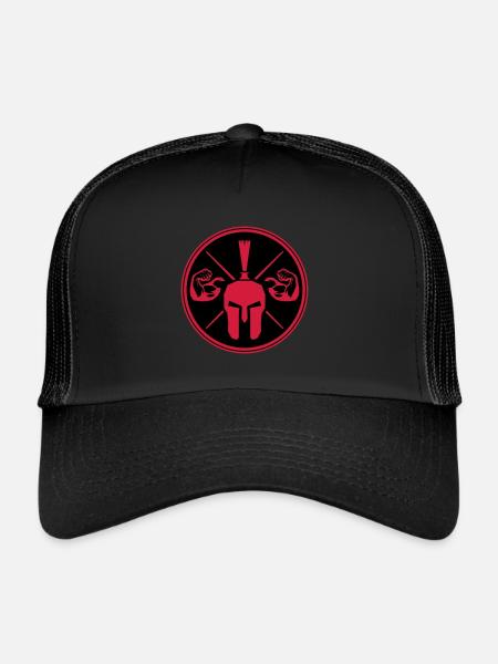 helmet spartan warrior spartan - Trucker Cap - black/black - Front