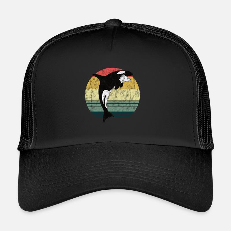 Orca Schwertwal Killerwal Geschenk Retro Wal Ozean Trucker Cap