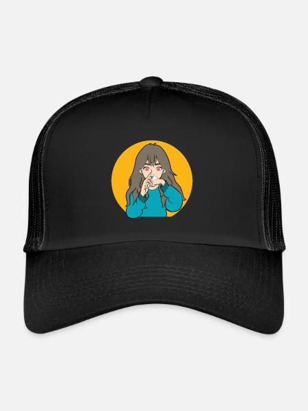 COCAINE SNIFFING ANIME GIRL - Trucker Cap - black/black - Front