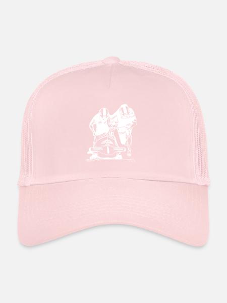 Amateurs de sports d’hiver et bobsleigh bobsleigh à deux dans le canal de glace - Casquette trucker  - rose pâle - Devant