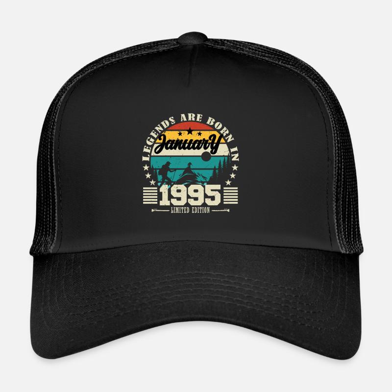 Januar 1995. Geburtstagsgeschenk Januar 1995. - Trucker Cap - Schwarz/Schwarz