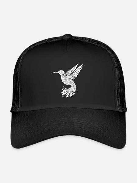 Ailes tribales de colibris flottants exotiques - Casquette trucker  - noir/noir - Devant