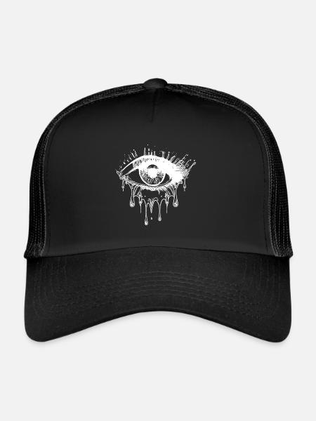 Crying Eye Style de tatouage réaliste - Casquette trucker  - noir/noir - Devant