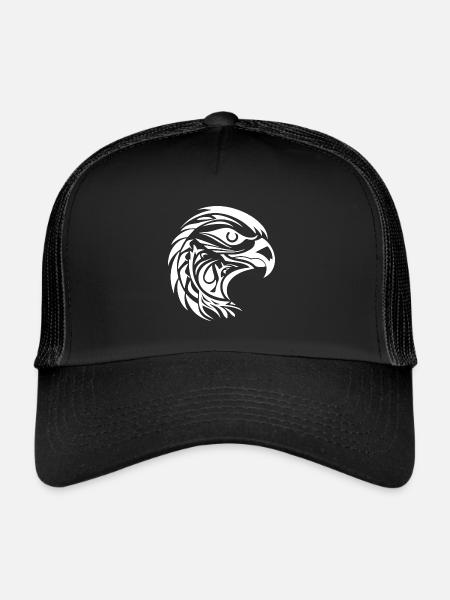 Beau portrait d’aigle dans le style tatouage - Casquette trucker  - noir/noir - Devant