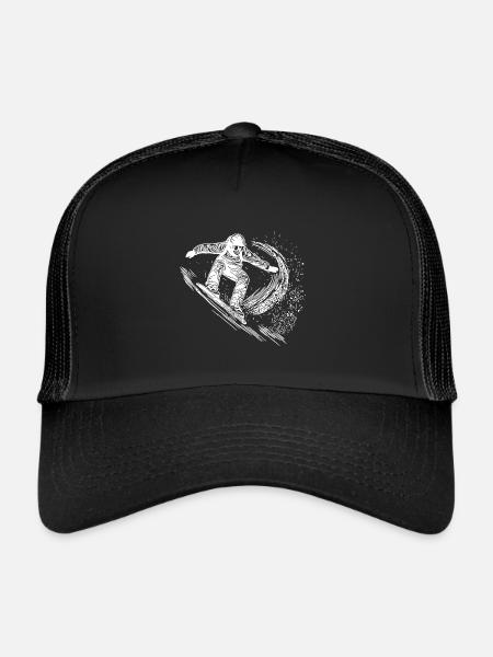 Deep Snow Snowboard Ride Jump Style Move - Trucker Cap - black/black - Front