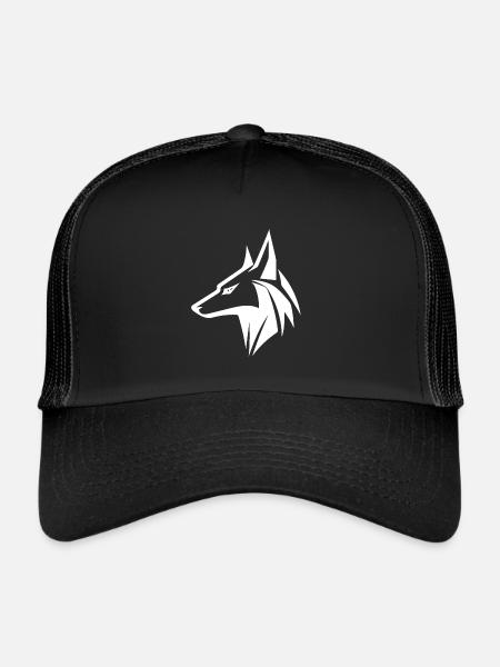 Noble Wolf Head Portrait Tattoo Style - Trucker Cap - black/black - Front