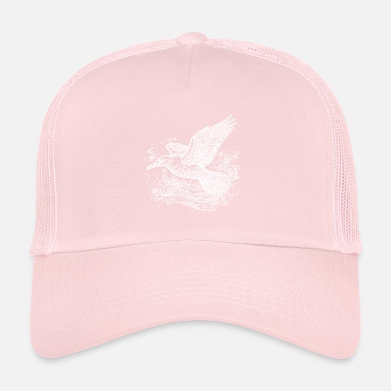Elegant flying seagull over the water Trucker Cap