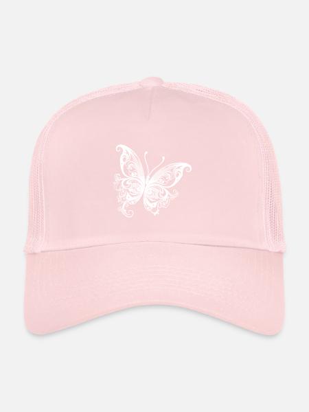 Lines and Dots Style Butterfly Drawing - Trucker Cap - pale pink - Front