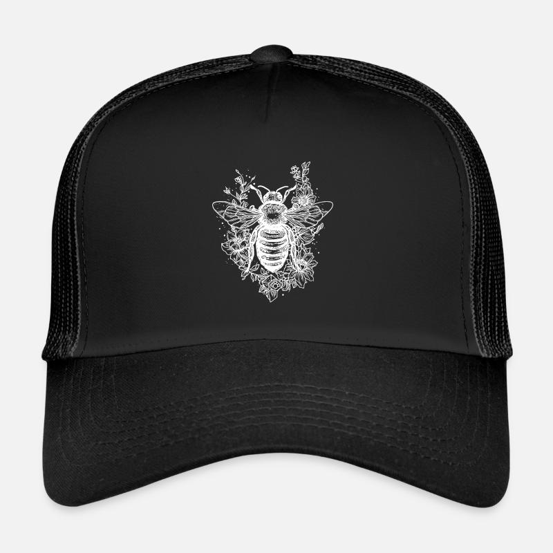 Mignonne petite abeille tatouée sur une fleur - Casquette trucker - noir/noir