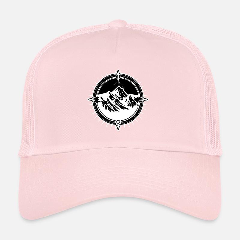 Symbole de voyage Compass Mountains Casquette trucker 