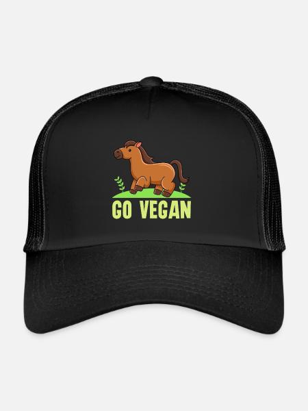 Horse design for proud vegans - Trucker Cap - black/black