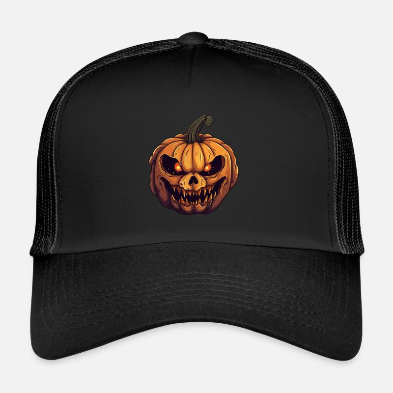 Evil Pumpkin Face - Grinning Halloween Costume Trucker Cap
