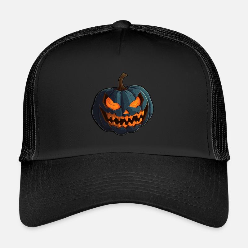 Pumpkin with spooky glowing Halloween eyes Trucker Cap