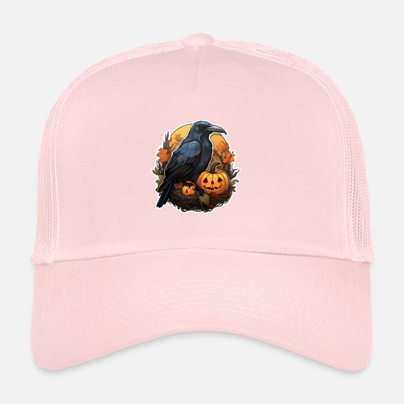 Crow with Pumpkin Halloween 2 Trucker Cap