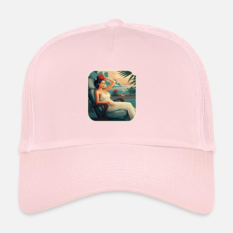 Vacation Relaxation Woman Trucker Cap