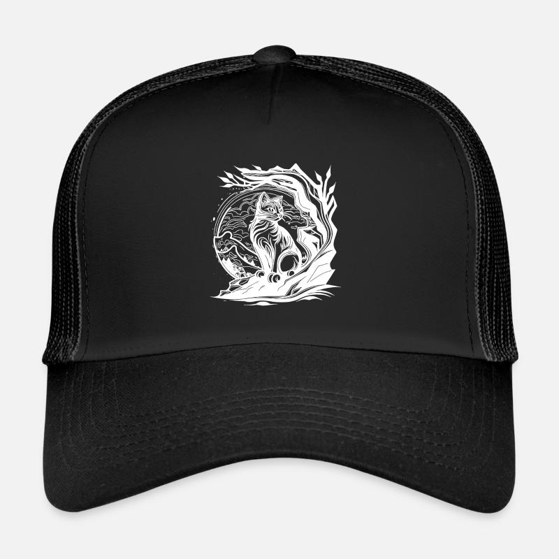 Joli petit chat de la nature dans le style de tatouage Casquette trucker 