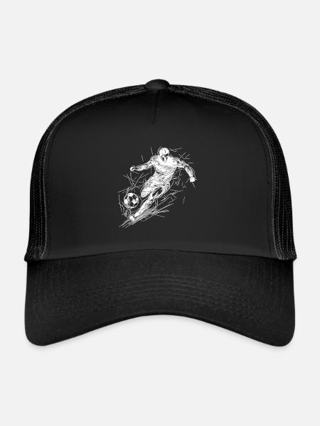 Attaquant de football en cours d’exécution avec ballon - Casquette trucker  - noir/noir - Devant