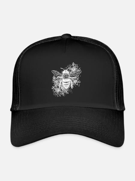 Mignonne petite abeille sur une fleur - Casquette trucker  - noir/noir - Devant