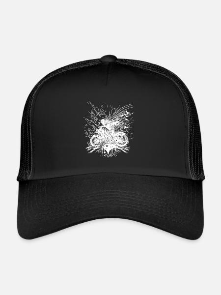 Off-Road Motorcycle Style Splash Biker - Trucker Cap - black/black - Front