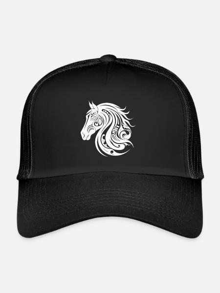 Style de tatouage de portrait de cheval joli - Casquette trucker  - noir/noir - Devant