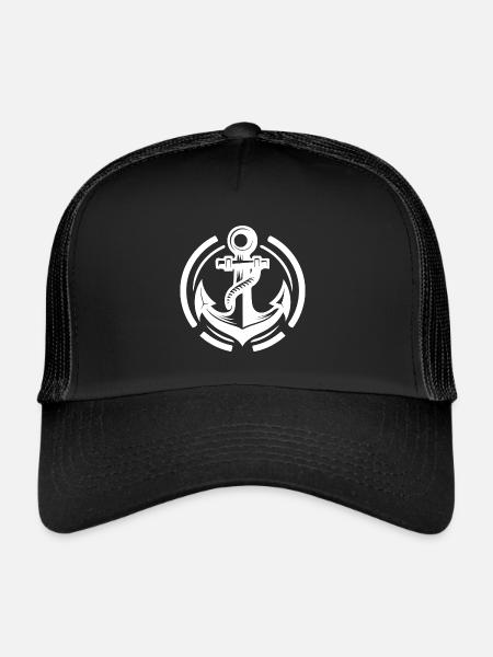 Vintage Old Wet Anchor with Thick Rope - Trucker Cap - black/black - Front