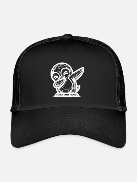 Pingouin mignon Petit pingouin dabbing - Casquette trucker  - noir/noir - Devant