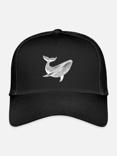 Large Vintage Whale Massive Sea Creature - Trucker Cap - black/black - Front