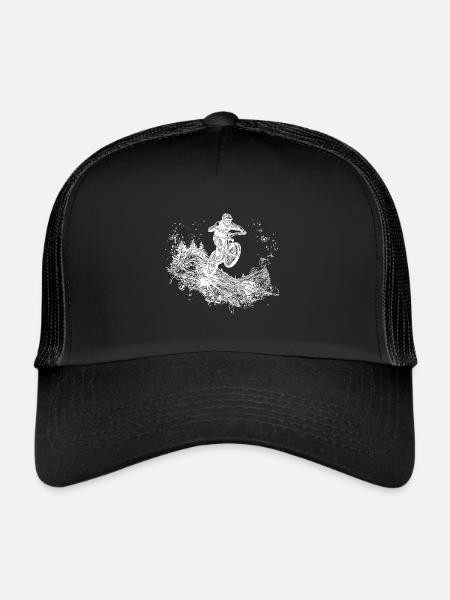 Cyclist Mountain Biker Mountain Downhill Jump - Trucker Cap - black/black - Front