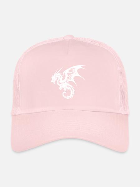 Dragon volant en style tatouage - Casquette trucker  - rose pâle - Devant