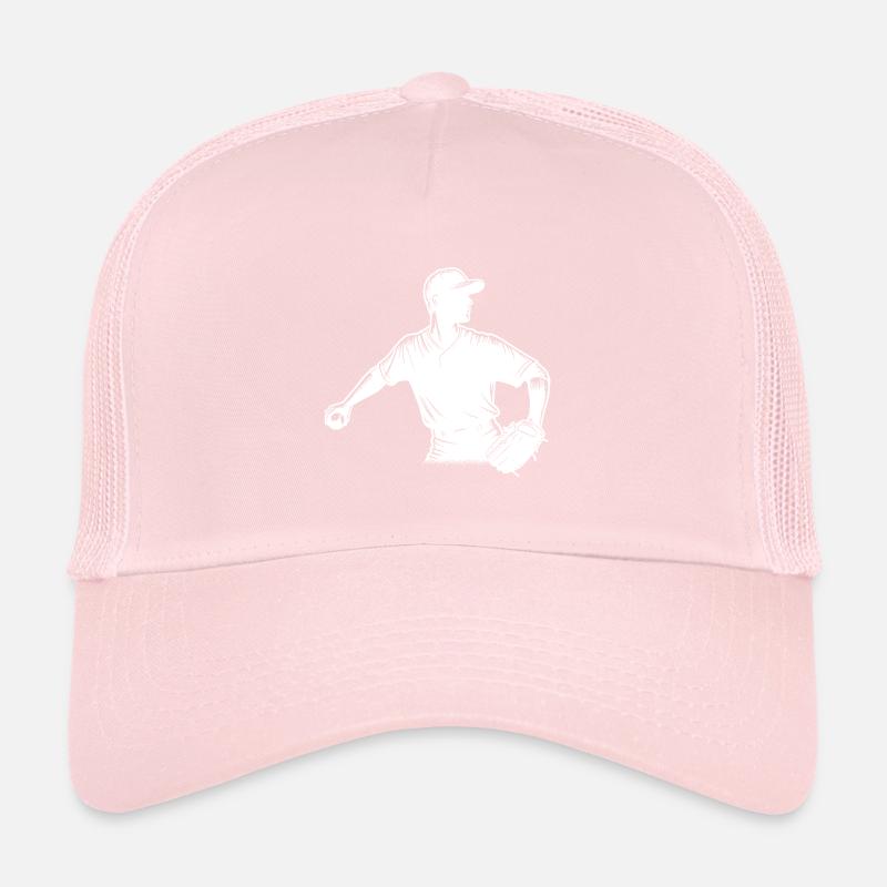 Joueur de baseball avec balle et gant de baseball Casquette trucker 