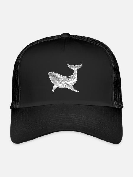 Vintage Whale Huge Floating Sea Creature - Trucker Cap - black/black - Front