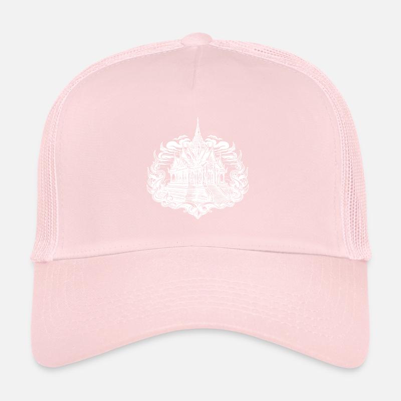 Coucher de soleil derrière un temple exotique de Thaïlande Casquette trucker 