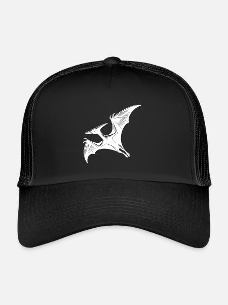 Flying Dino Pteranodon Pterosaur Dinosaur - Trucker Cap - black/black - Front